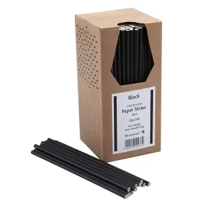 Straws – Paper – 8 Inch Black x250